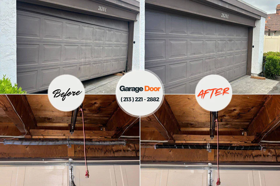 Before and after: garage door repair Walnut Grove, GA